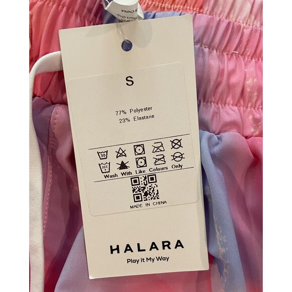 NWT Halara  Drawstring Contrast Mesh 2-in-1 Shorts S 3" Color Print Golden Faith - Picture 10 of 11